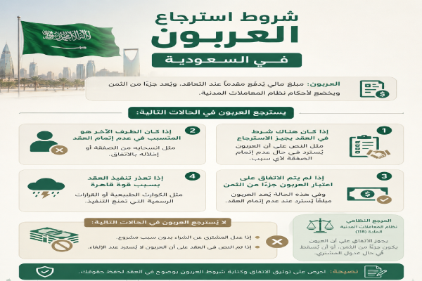 شروط استرجاع العربون في السعودية