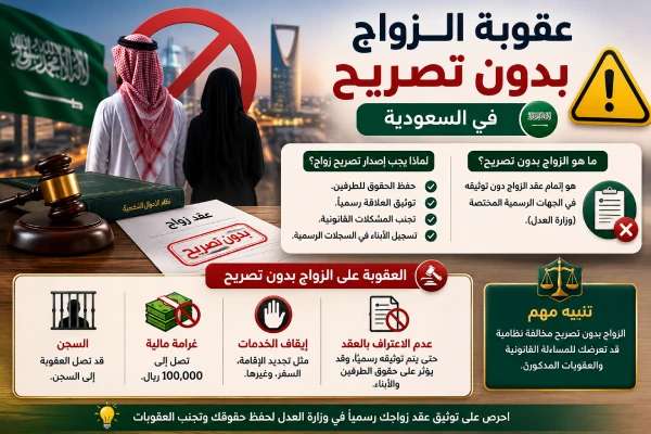 عقوبة الزواج بدون تصريح في السعودية