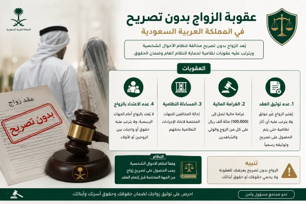 عقوبة زواج السعودي دون تصريح

