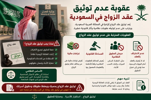 عقوبة عدم توثيق عقد الزواج في السعودية