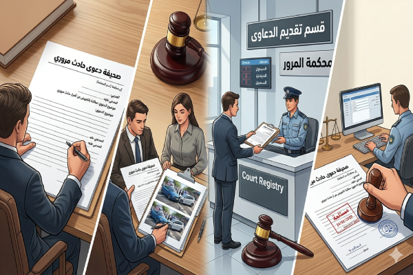 رفع مذكرة تعويض عن حادث سيارة في السعودية